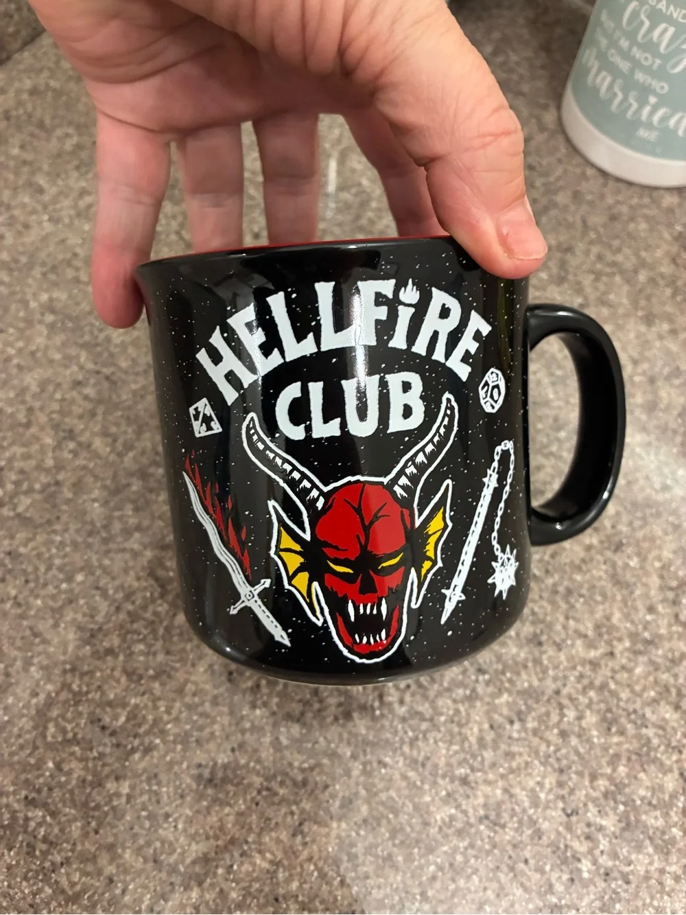 Stranger Things Black Ceramic Mug with Red Accent